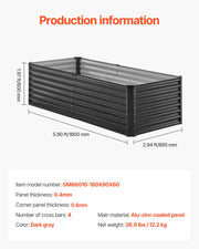 Metal Raised Garden Bed, 6 x 3 x 2 ft Outdoor Galvanized Planter Box, with Open Bottom, Large Planter Raised V952-JSFXZZCZFXSLG0SR1V0