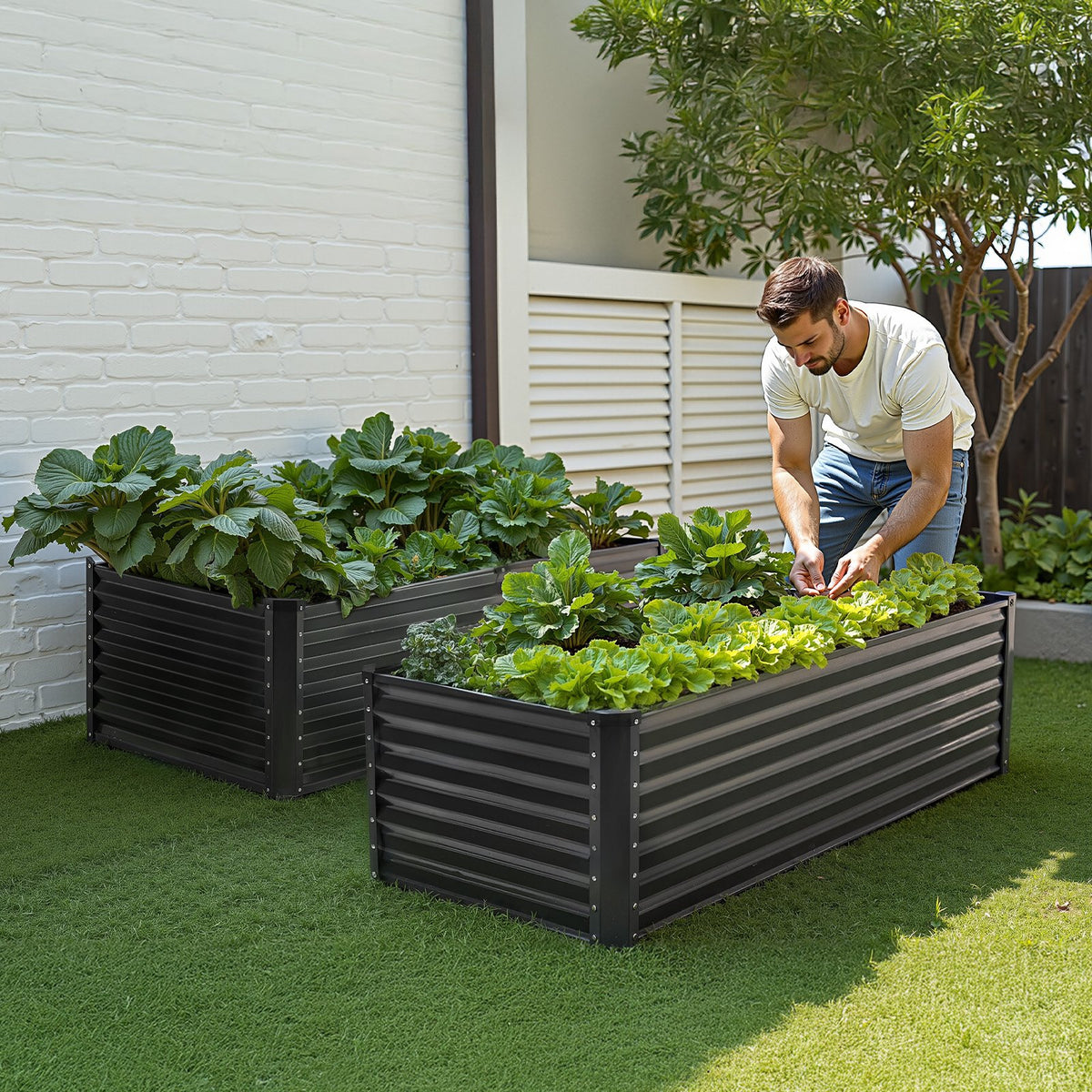 Metal Raised Garden Bed, 6 x 3 x 2 ft Outdoor Galvanized Planter Box, with Open Bottom, Large Planter Raised V952-JSFXZZCZFXSLG0SR1V0