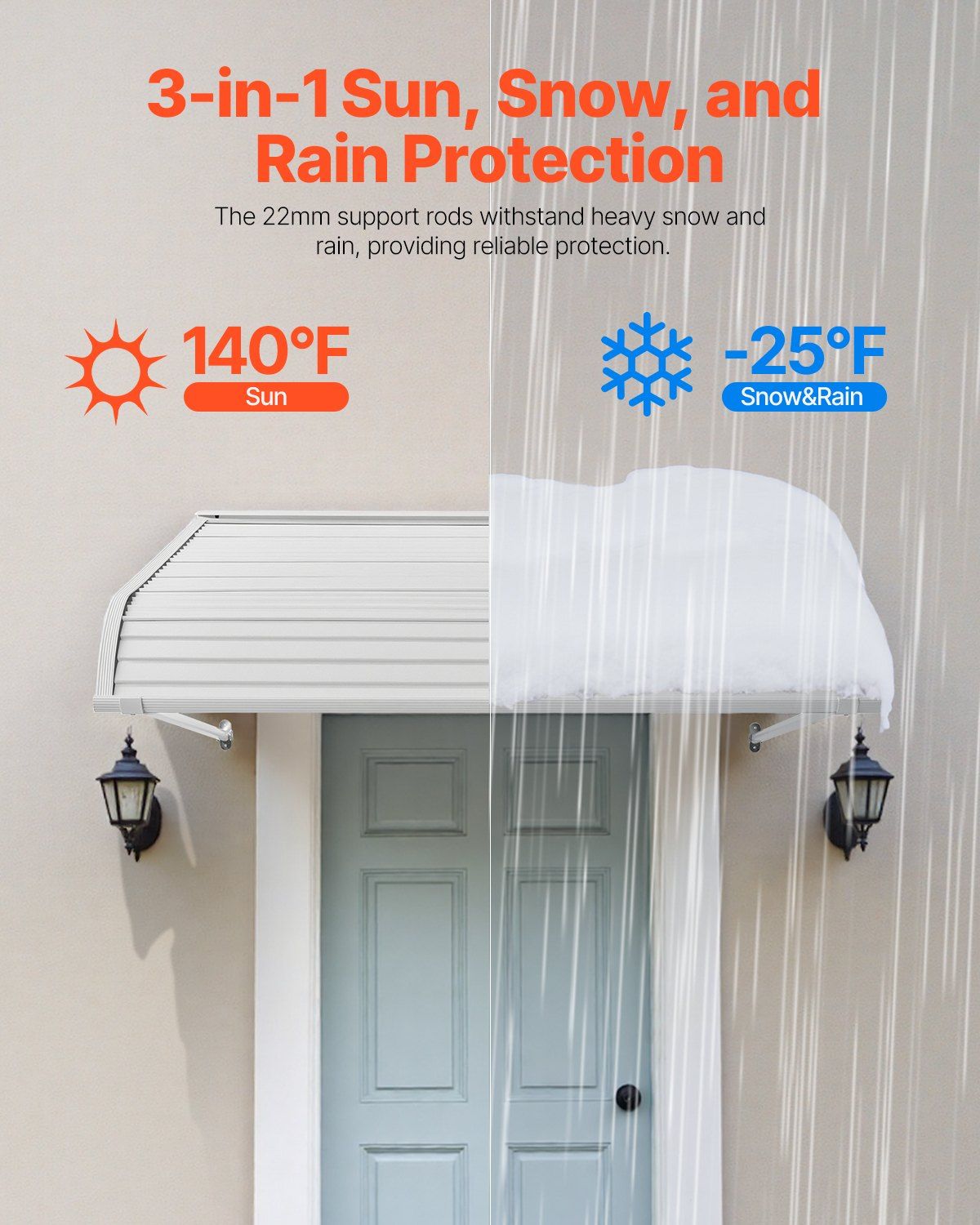 Aluminum Awning 1219 x 1066 mm, Durable Window Awning Door Canopy, Lightweight and Stable Aluminum Exterior V952-JSGDSZYP48IN8SUGTV0