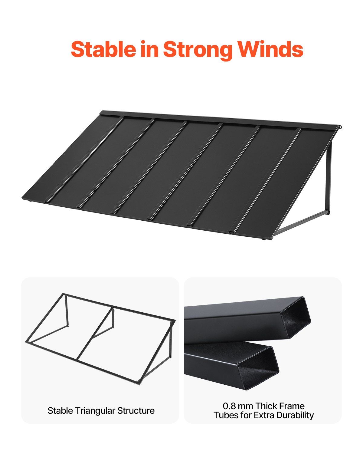 Fixed Metal Awning 2032 x 910 mm, Window Awning Door Canopy, Stable Triangle Steel Frame Exterior Awnings V952-JSGDSZYP80IN4NSY3V0