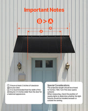 Fixed Metal Awning 2032 x 910 mm, Window Awning Door Canopy, Stable Triangle Steel Frame Exterior Awnings V952-JSGDSZYP80IN4NSY3V0