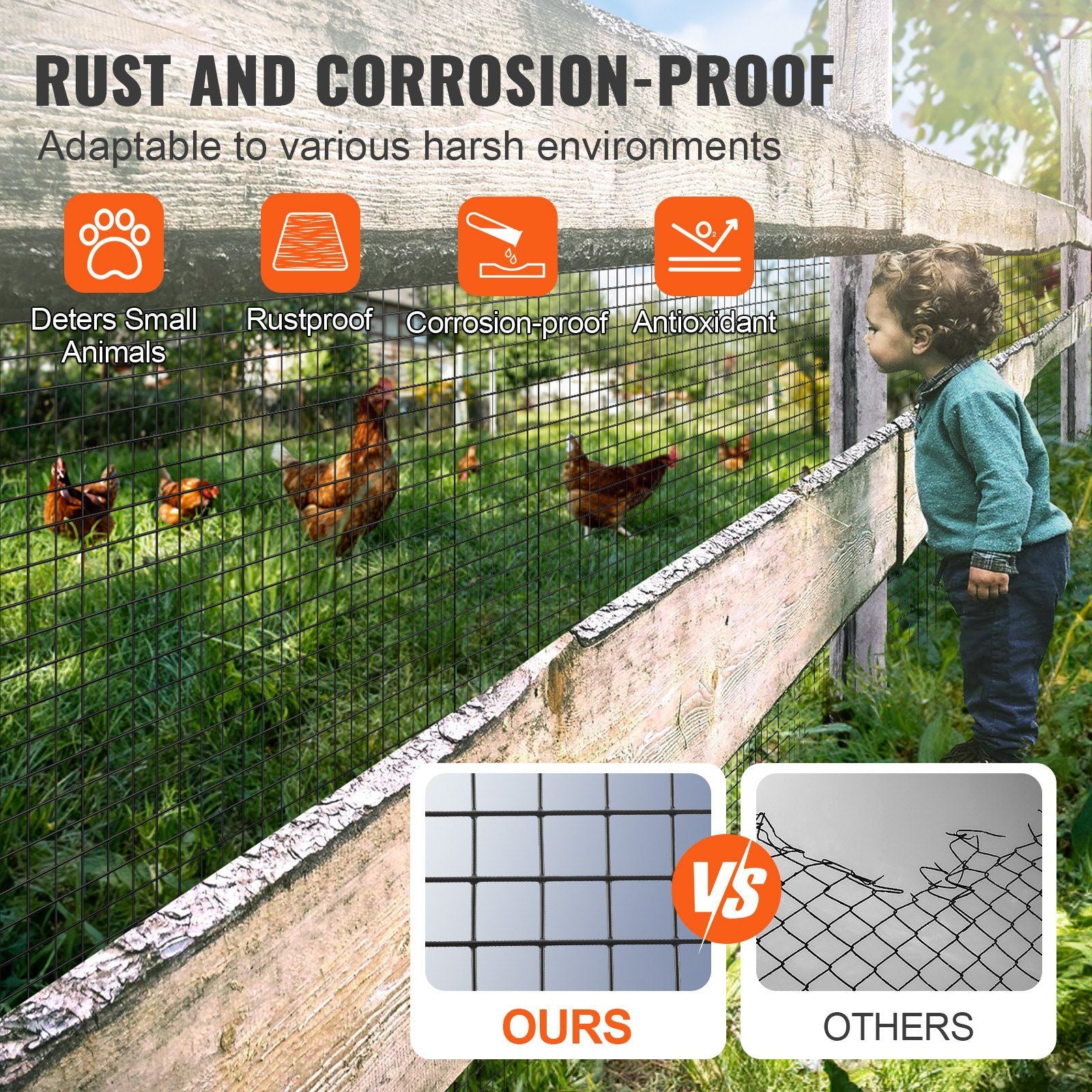 Hardware Cloth, 24'' x 100' Galvanized Wire Mesh Roll, 19 Gauge Chicken Wire Fence Roll, Vinyl Coating Metal V952-JSGSWL24IN10UVQ61V0