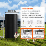 Hardware Cloth, 24'' x 100' Galvanized Wire Mesh Roll, 19 Gauge Chicken Wire Fence Roll, Vinyl Coating Metal V952-JSGSWL24IN10UVQ61V0