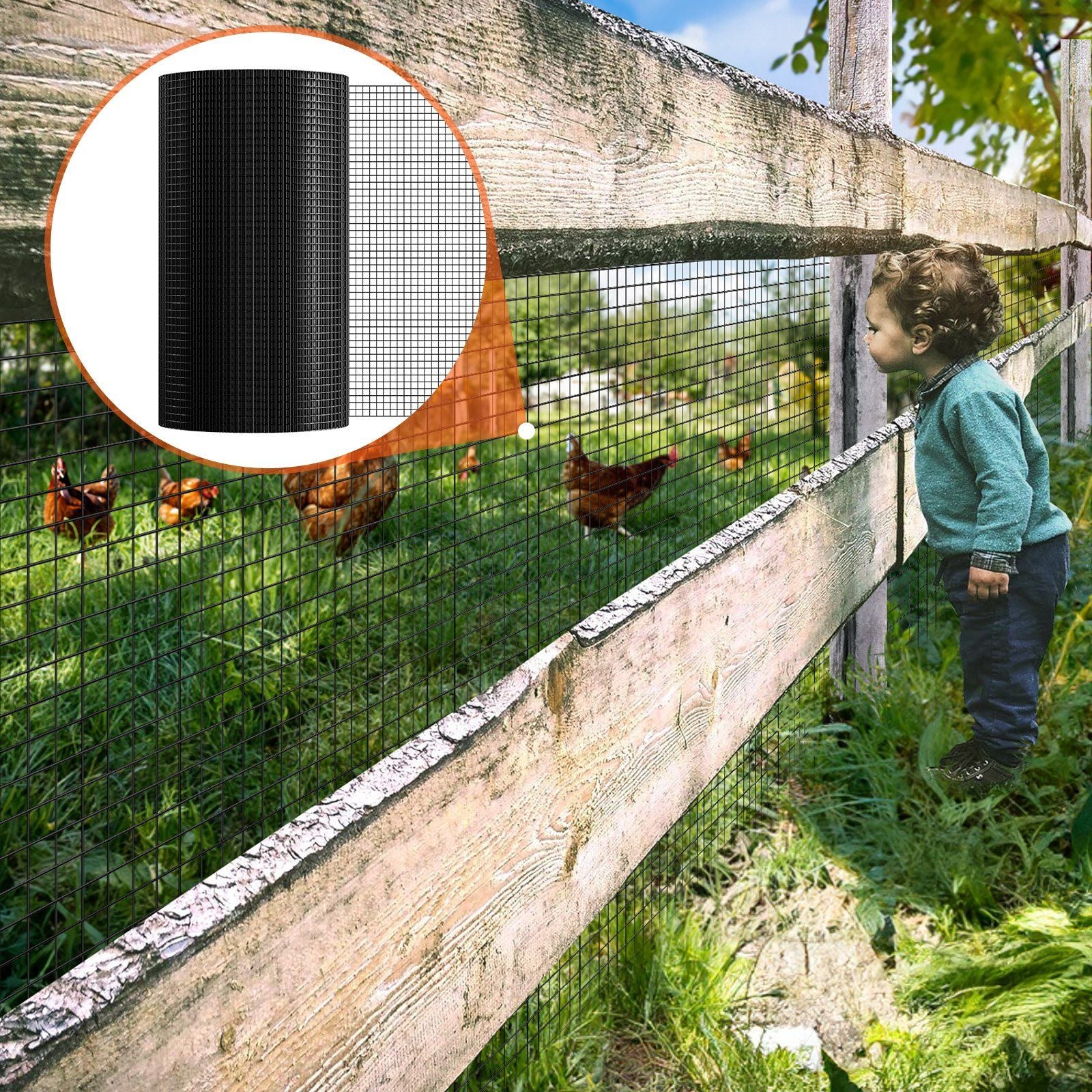 Hardware Cloth, 24'' x 100' Galvanized Wire Mesh Roll, 19 Gauge Chicken Wire Fence Roll, Vinyl Coating Metal V952-JSGSWL24IN10UVQ61V0