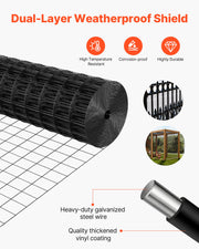 Hardware Cloth 61cm x 7.62m, 2 x 3 in Mesh 16 Gauge Galvanized Wire Mesh Roll, Weather-Resistant Vinyl Coated V952-JSGSWL24IN253TZQD001V0