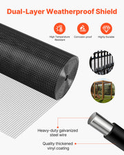 Hardware Cloth 61cm x 15.2m, 1/2 in 19 Gauge Galvanized Wire Mesh Roll, Weather-Resistant Vinyl Coated V952-JSGSWL24IN500FOIS001V0