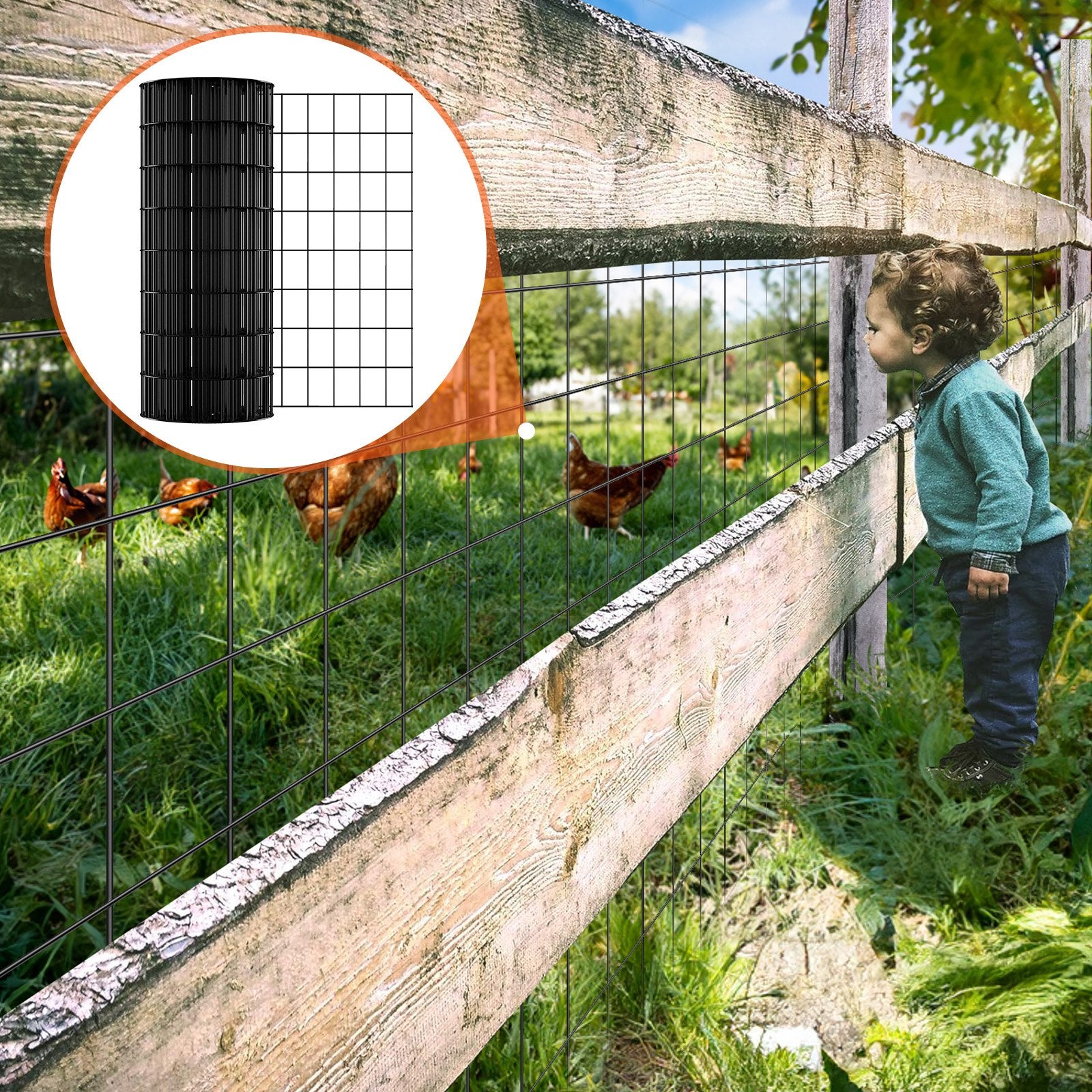 Hardware Cloth, 24'' x 50' Galvanized Wire Mesh Roll, 16 Gauge Chicken Wire Fence Roll, Vinyl Coating Metal V952-JSGSWL24IN509K581V0