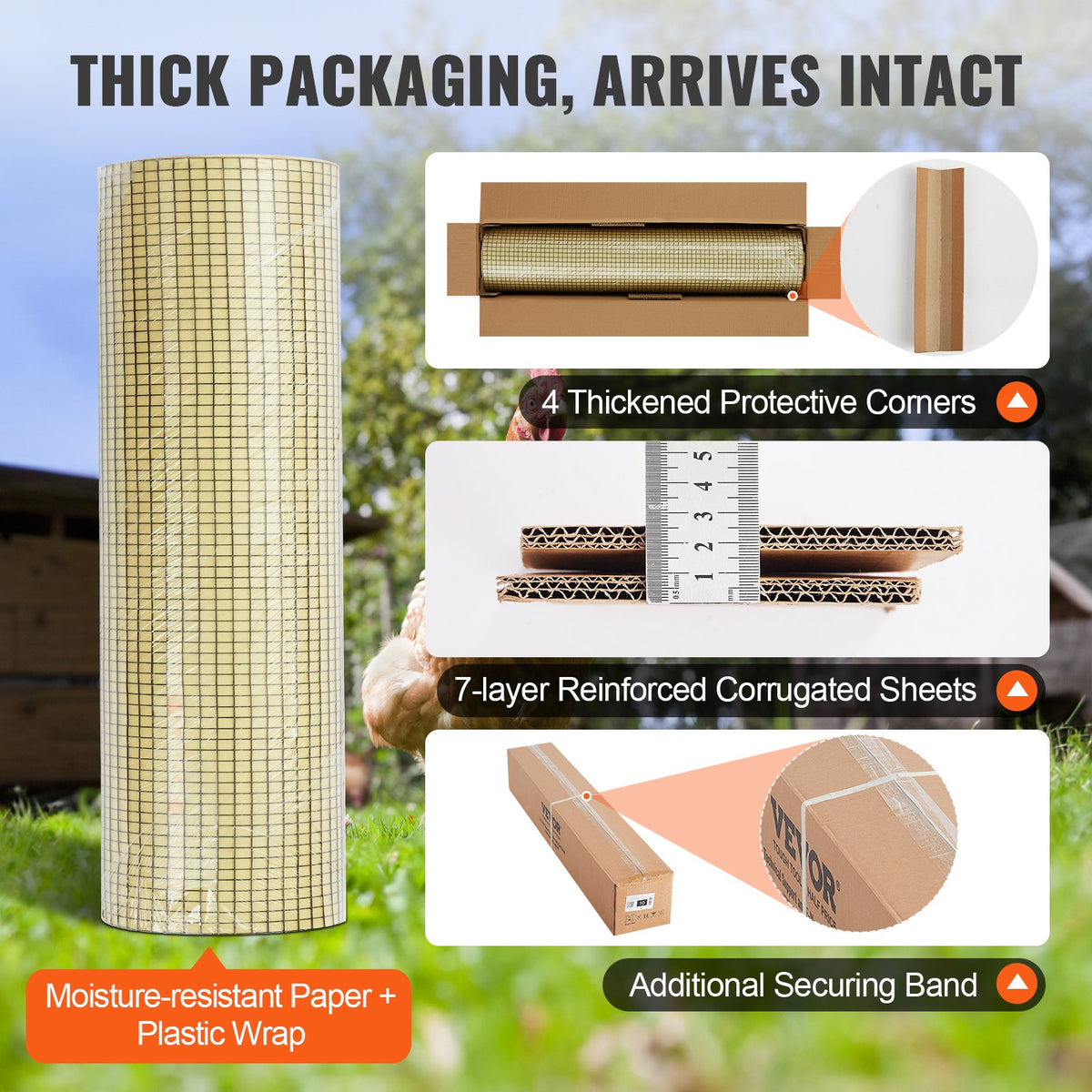 Hardware Cloth, 36'' x 100' Galvanized Wire Mesh Roll, 19 Gauge Chicken Wire Fence Roll, Vinyl Coating Metal V952-JSGSWL36IN10LR9PIV0