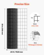 Hardware Cloth 91cm x 7.62m, 2 x 3 in Mesh 16 Gauge Galvanized Wire Mesh Roll, Weather-Resistant Vinyl Coated V952-JSGSWL36IN25XEAQ5001V0