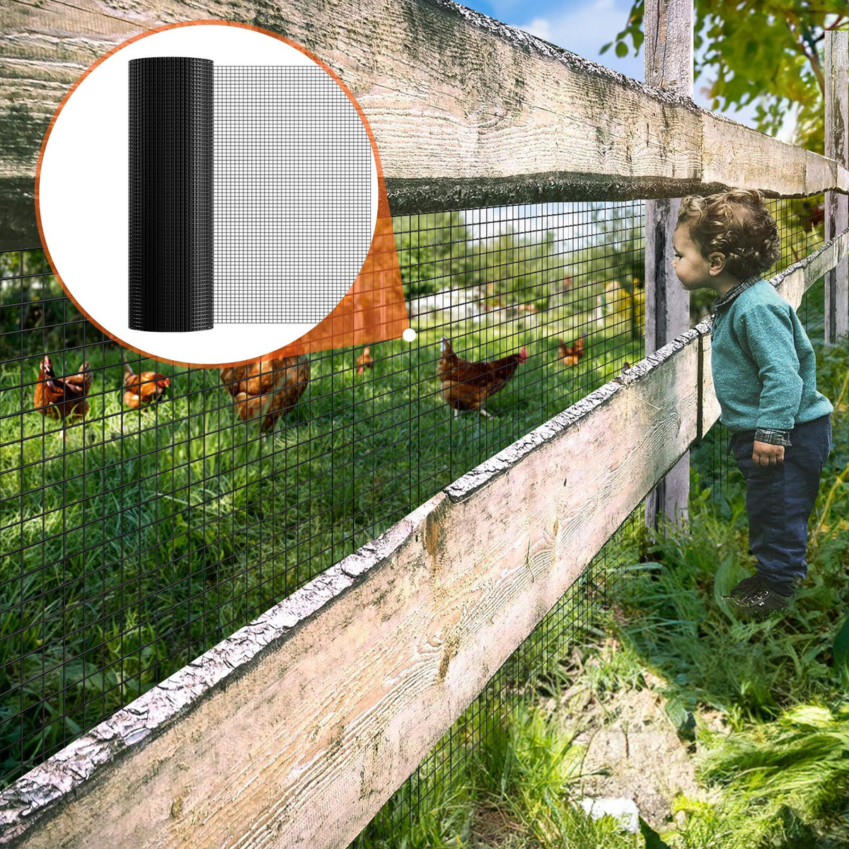 Hardware Cloth, 36'' x 50' Galvanized Wire Mesh Roll, 19 Gauge Chicken Wire Fence Roll, Vinyl Coating Metal V952-JSGSWL36IN50CDRB2V0