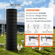 Hardware Cloth, 36'' x 50' Galvanized Wire Mesh Roll, 16 Gauge Chicken Wire Fence Roll, Vinyl Coating Metal V952-JSGSWL36IN50LQ843V0