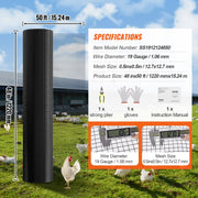 Hardware Cloth, 48'' x 50' Galvanized Wire Mesh Roll, 19 Gauge Chicken Wire Fence Roll, Vinyl Coating Metal V952-JSGSWL48IN50LQO4LV0