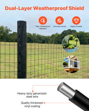 Farm Fence, 122cm x 15.2m, 2 x 4 in Mesh 14 Gauge Galvanized Steel Wire Fencing for Cattle, Hog & Sheep , V952-JSGSWL48IN50UQH44001V0