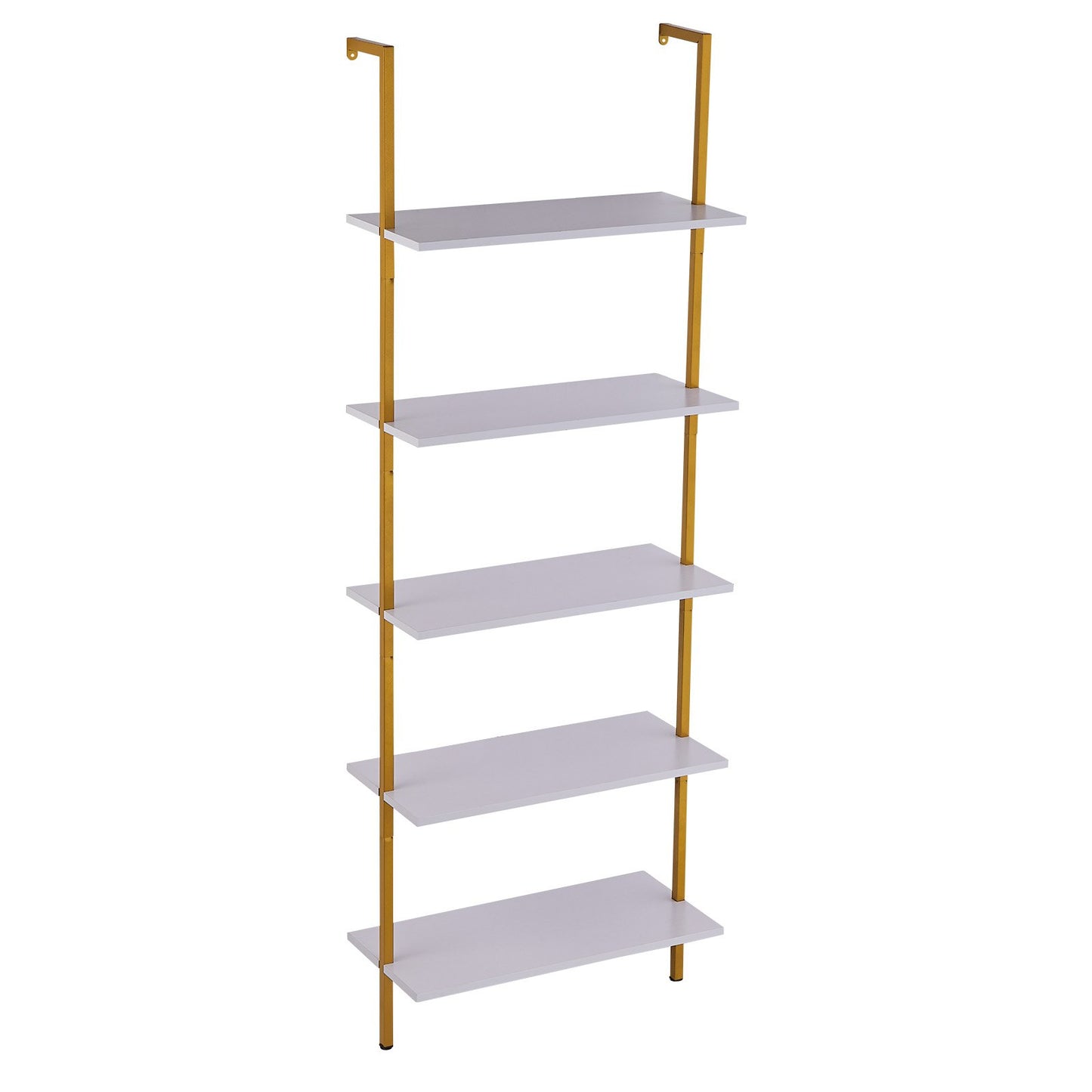 Industrial Square Pipe Shelf 5 Tier 64x30x182.5cm Wall-Mount Gold White V952-JSGZWJFGHMBJJLPOLV0