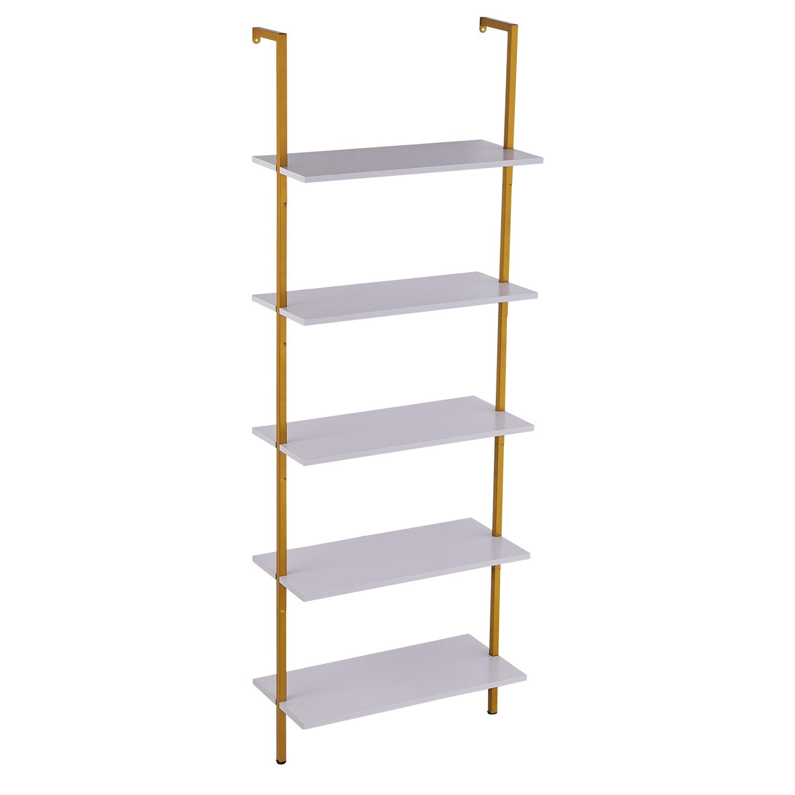 Industrial Square Pipe Shelf 5 Tier 64x30x182.5cm Wall-Mount Gold White V952-JSGZWJFGHMBJJLPOLV0