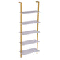 Industrial Square Pipe Shelf 5 Tier 64x30x182.5cm Wall-Mount Gold White V952-JSGZWJFGHMBJJLPOLV0