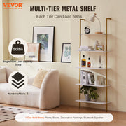 Industrial Square Pipe Shelf 5 Tier 64x30x182.5cm Wall-Mount Gold White V952-JSGZWJFGHMBJJLPOLV0