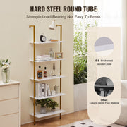 Industrial Square Pipe Shelf 5 Tier 64x30x182.5cm Wall-Mount Gold White V952-JSGZWJFGHMBJJLPOLV0