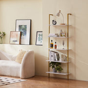 Industrial Square Pipe Shelf 5 Tier 64x30x182.5cm Wall-Mount Gold White V952-JSGZWJFGHMBJJLPOLV0