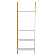 Industrial Square Pipe Shelf 5 Tier 64x30x182.5cm Wall-Mount Gold White V952-JSGZWJFGHMBJJLPOLV0