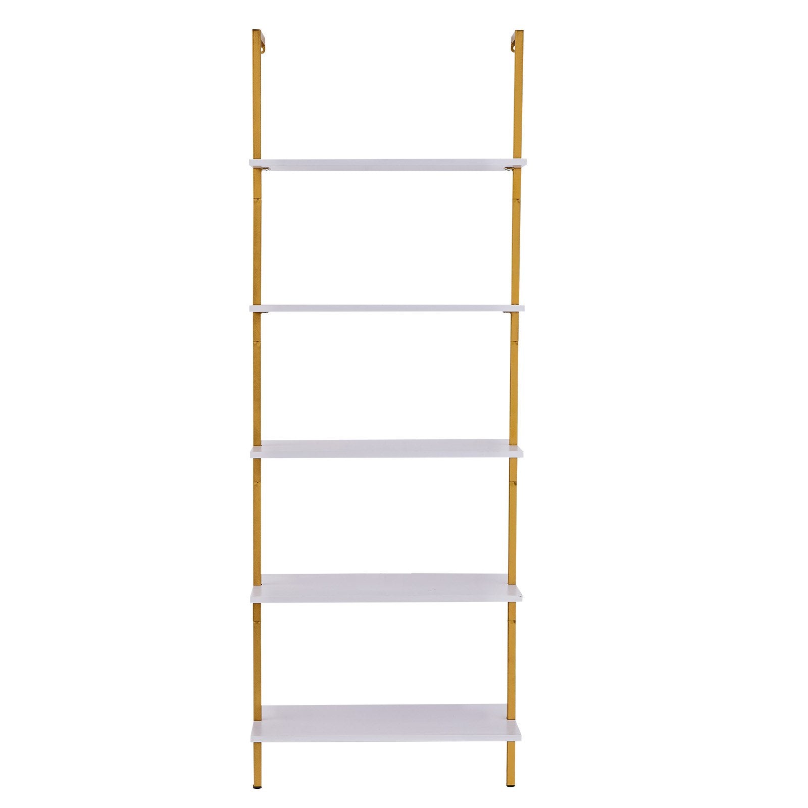 Industrial Square Pipe Shelf 5 Tier 64x30x182.5cm Wall-Mount Gold White V952-JSGZWJFGHMBJJLPOLV0