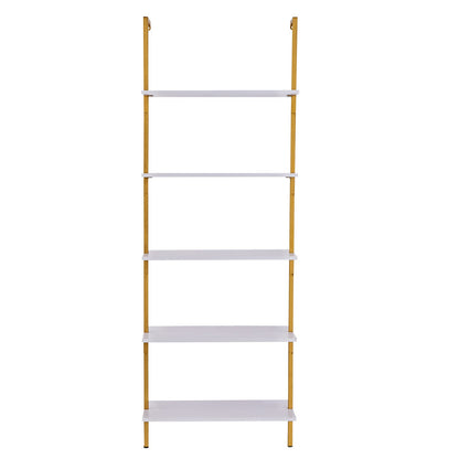 Industrial Square Pipe Shelf 5 Tier 64x30x182.5cm Wall-Mount Gold White V952-JSGZWJFGHMBJJLPOLV0