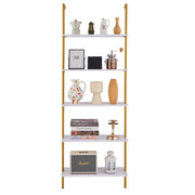 Industrial Square Pipe Shelf 5 Tier 64x30x182.5cm Wall-Mount Gold White V952-JSGZWJFGHMBJJLPOLV0