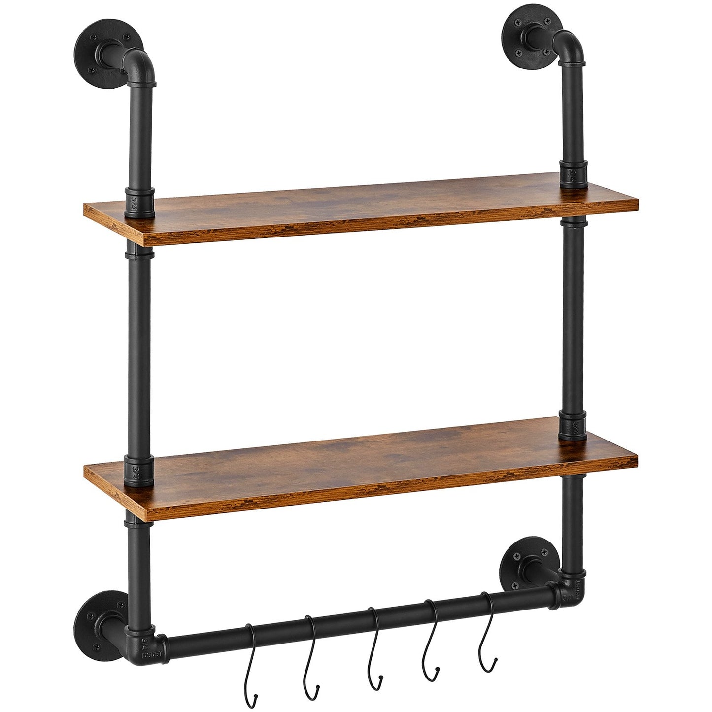 Industrial Pipe Shelf 2 Tier 24x7.87in Wall-Mount for Kitchen Bedroom V952-JSGZWJYGHMBH4NV3QV0