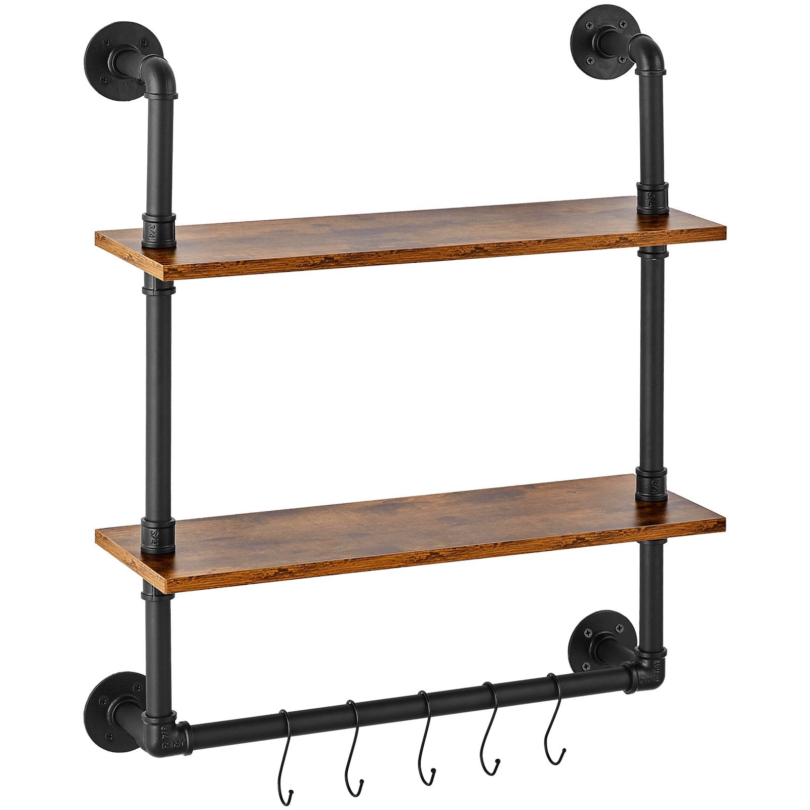 Industrial Pipe Shelf 2 Tier 24x7.87in Wall-Mount for Kitchen Bedroom V952-JSGZWJYGHMBH4NV3QV0
