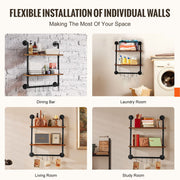 Industrial Pipe Shelf 2 Tier 24x7.87in Wall-Mount for Kitchen Bedroom V952-JSGZWJYGHMBH4NV3QV0