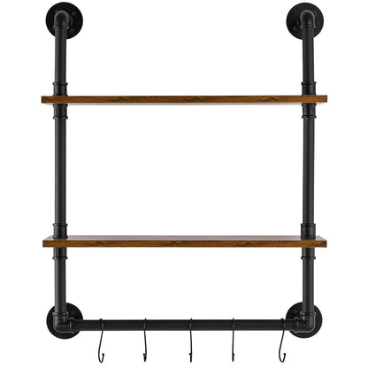 Industrial Pipe Shelf 2 Tier 24x7.87in Wall-Mount for Kitchen Bedroom V952-JSGZWJYGHMBH4NV3QV0