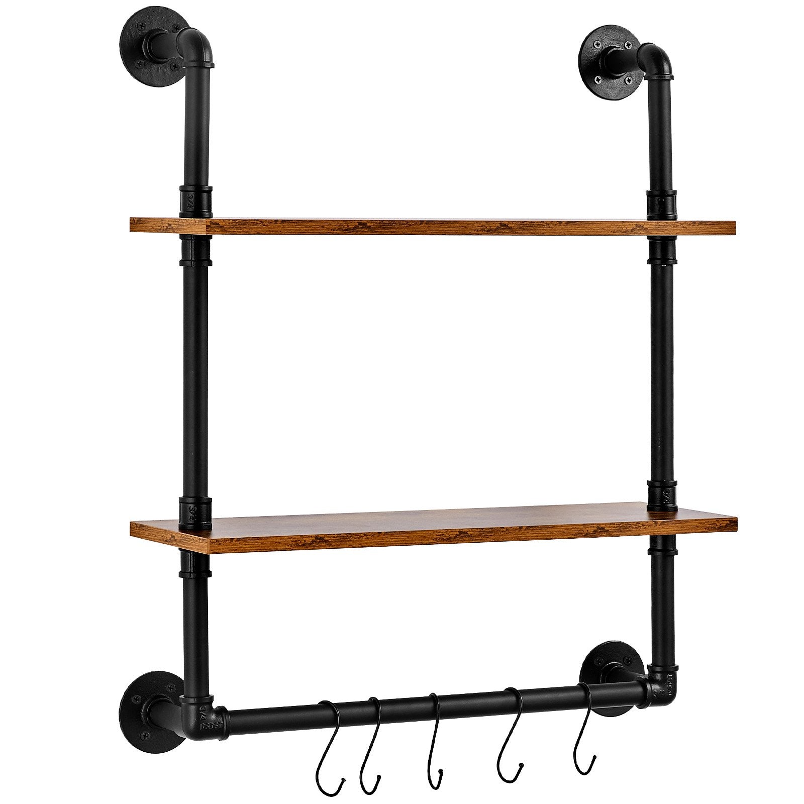 Industrial Pipe Shelf 2 Tier 24x7.87in Wall-Mount for Kitchen Bedroom V952-JSGZWJYGHMBH4NV3QV0