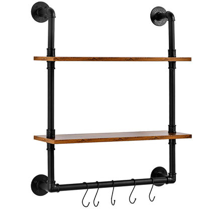 Industrial Pipe Shelf 2 Tier 24x7.87in Wall-Mount for Kitchen Bedroom V952-JSGZWJYGHMBH4NV3QV0