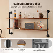 Industrial Pipe Shelf 2 Tier 48x 9.84in Wall-Mount for Kitchen Bedroom V952-JSGZWJYGHMBHUPSZIV0
