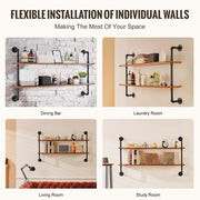 Industrial Pipe Shelf 2 Tier 48x 9.84in Wall-Mount for Kitchen Bedroom V952-JSGZWJYGHMBHUPSZIV0