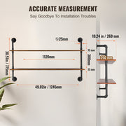 Industrial Pipe Shelf 2 Tier 48x 9.84in Wall-Mount for Kitchen Bedroom V952-JSGZWJYGHMBHUPSZIV0