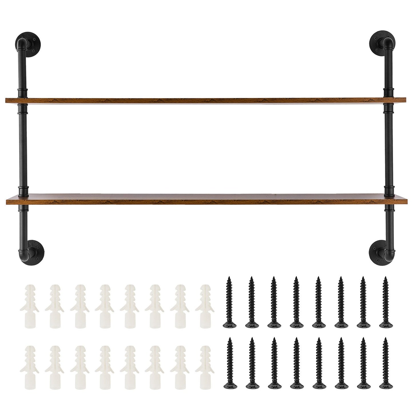 Industrial Pipe Shelf 2 Tier 48x 9.84in Wall-Mount for Kitchen Bedroom V952-JSGZWJYGHMBHUPSZIV0