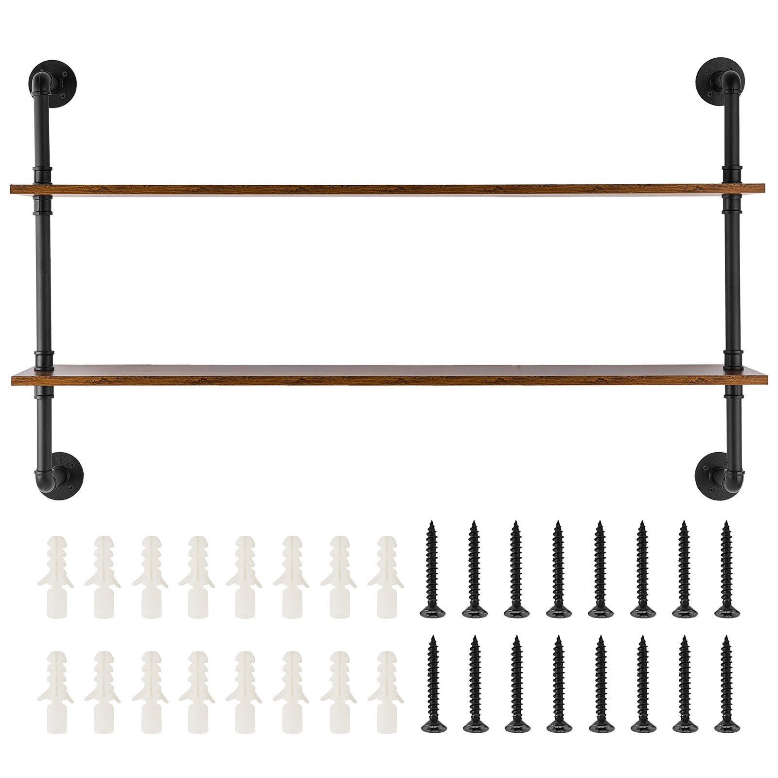 Industrial Pipe Shelf 2 Tier 48x 9.84in Wall-Mount for Kitchen Bedroom V952-JSGZWJYGHMBHUPSZIV0