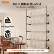 Industrial Pipe Shelf, 5 Tier 2PCS, 9.84in Applicable Board Width Wall-Mount Floating Rustic Wood Shelves V952-JSGZWJYGWMBHN3J8IV0