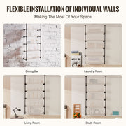 Industrial Pipe Shelf, 5 Tier 2PCS, 9.84in Applicable Board Width Wall-Mount Floating Rustic Wood Shelves V952-JSGZWJYGWMBHN3J8IV0