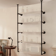 Industrial Pipe Shelf, 5 Tier 2PCS, 9.84in Applicable Board Width Wall-Mount Floating Rustic Wood Shelves V952-JSGZWJYGWMBHN3J8IV0