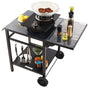 Outdoor Grill Dining Cart with Double-Shelf, 55*55cm BBQ Movable Food Prep Table, Multifunctional Foldable V952-JSHWBCTC5565WNHR1V0
