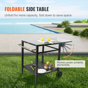 Outdoor Grill Dining Cart with Double-Shelf, 55*55cm BBQ Movable Food Prep Table, Multifunctional Foldable V952-JSHWBCTC5565WNHR1V0