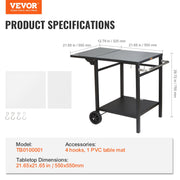 Outdoor Grill Dining Cart with Double-Shelf, 55*55cm BBQ Movable Food Prep Table, Multifunctional Foldable V952-JSHWBCTC5565WNHR1V0
