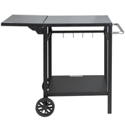 Outdoor Grill Dining Cart with Double-Shelf, 55*55cm BBQ Movable Food Prep Table, Multifunctional Foldable V952-JSHWBCTC5565WNHR1V0