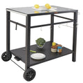 Outdoor Grill Dining Cart with Double-Shelf, 85*55cm BBQ Movable Food Prep Table, Multifunctional Iron Table V952-JSHWBCTC85551FX8BV0
