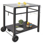 Outdoor Grill Dining Cart with Double-Shelf, 85*55cm BBQ Movable Food Prep Table, Multifunctional Iron Table V952-JSHWBCTC85551FX8BV0