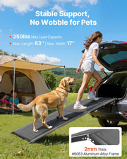 Dog Ramp for Cars, 1600 x 432 mm, Folding Pet Ramps for Medium & Large Dogs up to 113 kg, Pet Stair Ramp with V952-JSHWZDSCWAQP39ZKL001V0