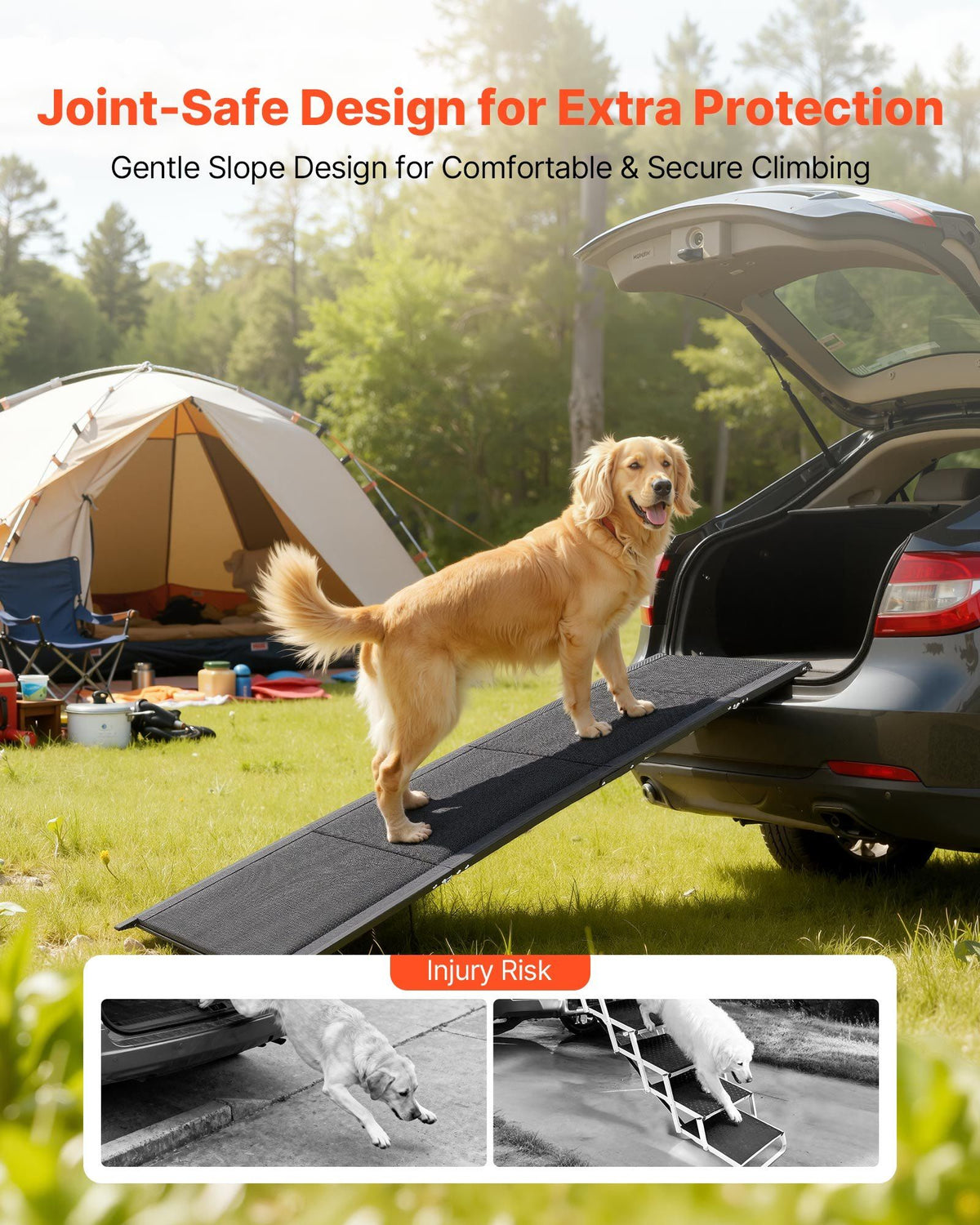 Dog Ramp for Cars, 1600 x 432 mm, Folding Pet Ramps for Medium & Large Dogs up to 113 kg, Pet Stair Ramp with V952-JSHWZDSCWAQP39ZKL001V0