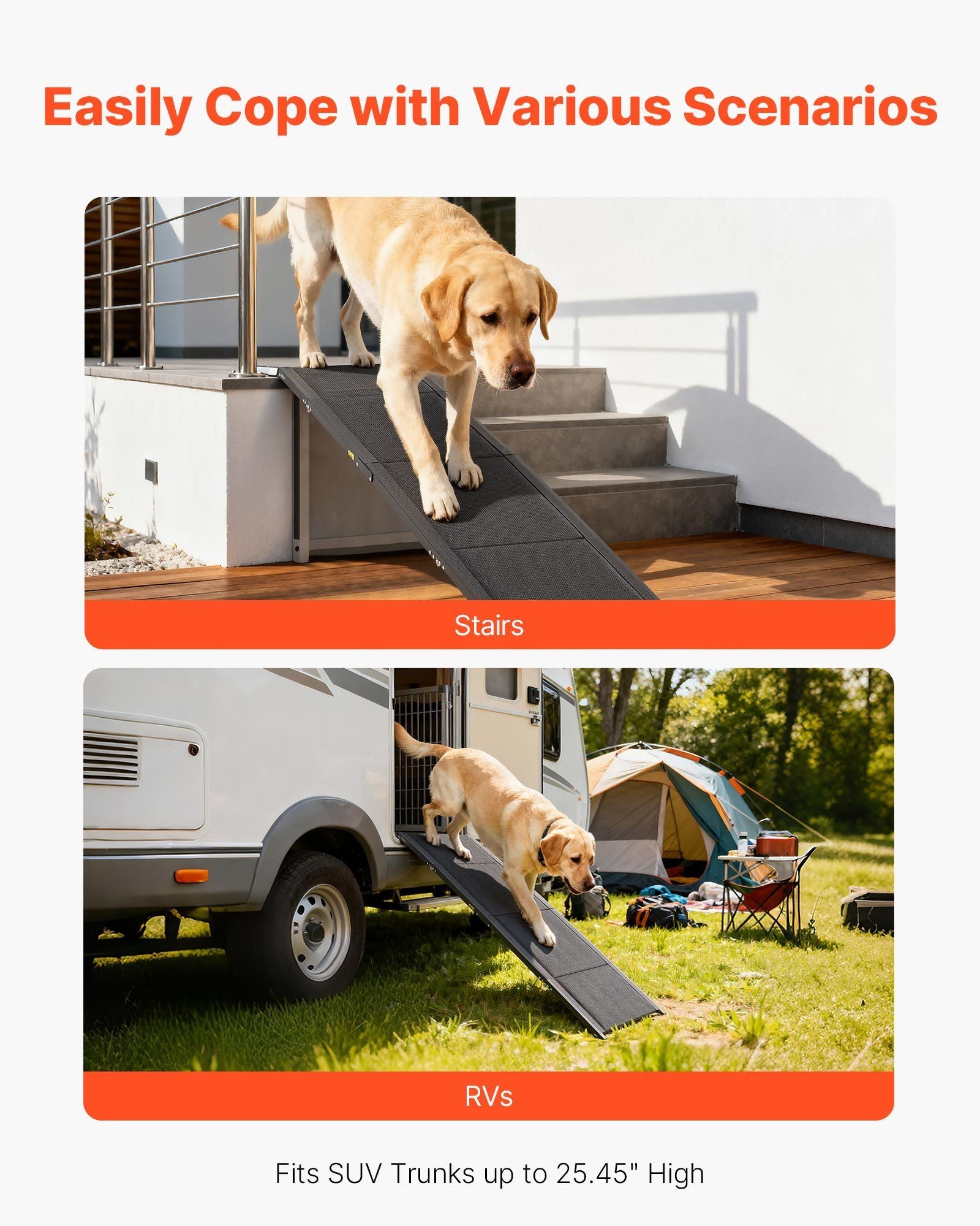 Dog Ramp for Cars, 1800 x 432 mm, Folding Pet Ramps for Medium & Large Dogs up to 113 kg, Pet Stair Ramp with V952-JSHWZDSCWAQP9LQ8P001V0